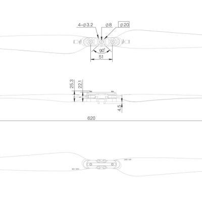 Пропелер складаний Hobbywing MFP 24x8.0 з адаптером V2 для Xrotor X6 (CCW) — фото 2